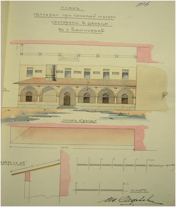 План галереи Большой ханской мечети, 1912 г. Из архива ГАРК.